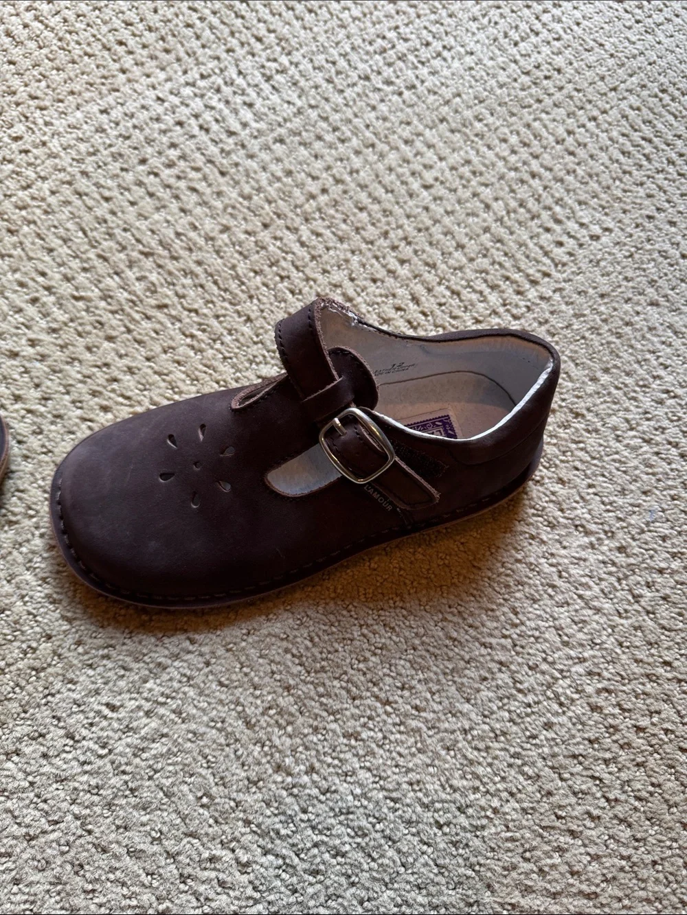 L'Amour Dark Brown Girls T-Strap Mary Jane Dress Shoes-size 12-precious
